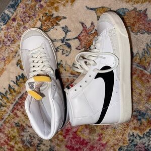 Nike White and Black High-Top Athletic Shoes
